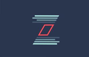 blaues rotes z-Alphabet-Logo-Symbol für Unternehmen und Unternehmen mit Liniendesign vektor