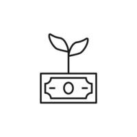 Pflanze Über Geld Vektor unterzeichnen. geeignet zum Bücher, Shops, Geschäfte. editierbar Schlaganfall im minimalistisch Gliederung Stil. Symbol zum Design