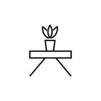 Blume auf Tabelle Möbel Vektor Linie Symbol. geeignet zum Bücher, Shops, Geschäfte. editierbar Schlaganfall im minimalistisch Gliederung Stil. Symbol zum Design