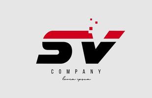 sv sv alfabetbokstäver logotypkombination i röd och svart färg. kreativ ikondesign för företag och företag vektor