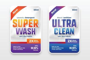 Waschmittel und Reiniger Etikette Design vektor