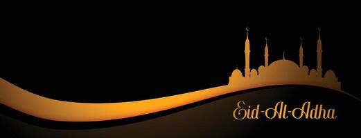eid al adha schwarz und golden Festival Banner vektor