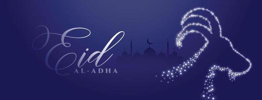 eid al adha Foto Banner mit funkelnd Ziege Gesicht vektor