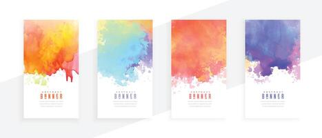 bunt abstrakt Aquarell Spritzer Banner einstellen vektor