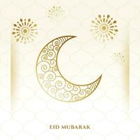 dekorativ halvmåne måne eid mubarak kort design vektor