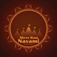 Shree RAM Navami Festival Karte mit dekorativ Rahmen vektor