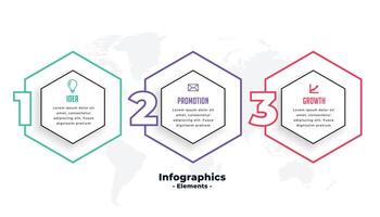 tre steg hexagonal form infographic mall design vektor