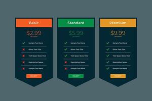 stilvoll Pläne und Preisgestaltung Vergleich Vorlage vektor