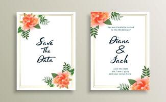 bröllop kort inbjudan design med blomma dekoration vektor