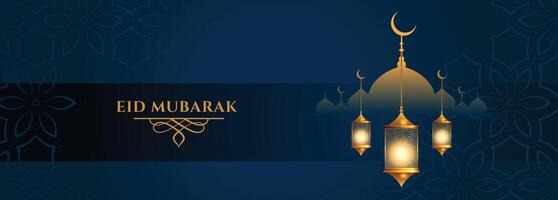 eid Mubarak Laterne und Moschee Festival Banner vektor