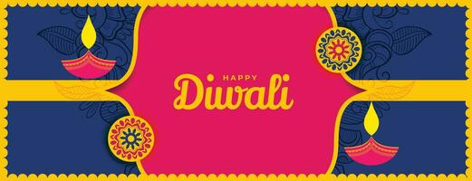 eben glücklich Diwali dekorativ indisch Stil Banner Design vektor