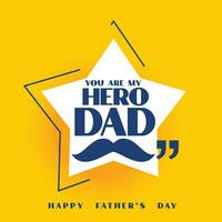 glücklich Väter Tag Gelb Star Karte Design vektor