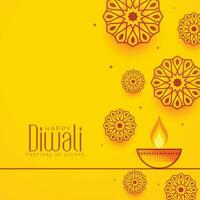 Lycklig diwali gul dekorativ bakgrund vektor