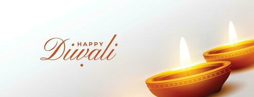 realistisch glücklich Diwali Diya Banner Design vektor