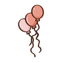 süß glücklich Ballonl Rosa Pastell- von Valentinstag Tag und Liebe Jubiläum. romantisch Artikel und Liebe Symbole. Vektor Illustration.