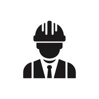 hjälmförsedd arbetstagare. manlig konstruktion service person profil avatar. vektor illustration
