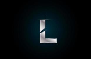 l silver metall alfabetet brev logotyp ikon för företag och företag med gnista design vektor