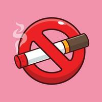 Nein rauchen Zeichen Karikatur Vektor Illustration.