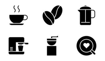 Kafé och kaffe ikon design mall i fast stil vektor