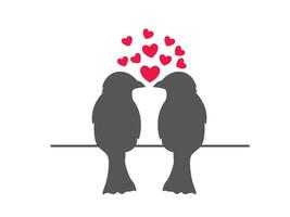 valentine dag, silhuett söt fåglar i kärlek, kärlek symbol isolerat vektor