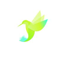 Kolibri-Logo. Illustration einer Vogelart violetears Colibri. Flache Vektorzeichnung einer Tierfliege. vektor