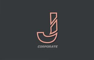 j alphabet buchstabe linie unternehmen geschäft braun grau logo icon design vektor