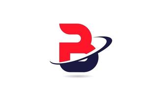 b alfabetet brev logotyp ikon design i röd blå färg med swoosh för företag och företag vektor