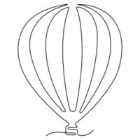 kontinuerlig ett linje konst teckning varm luft ballong luft transport för resa hand dragen vektor illustration.