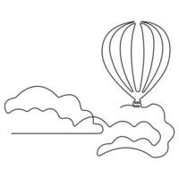 kontinuerlig ett linje konst teckning varm luft ballong luft transport för resa hand dragen vektor illustration.