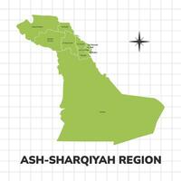 ash-sharqiyah område Karta illustration. Karta av de område i saudi arabien vektor