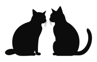 ein Paar Katze schwarz Silhouette Vektor kostenlos