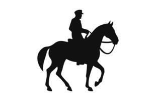 Silhouette von ein Kavallerie Soldat auf zu Pferd schwarz Vektor kostenlos