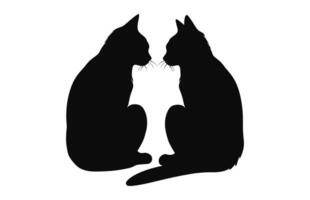 ein Paar Katze schwarz Silhouette Vektor kostenlos