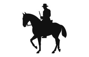 Silhouette von ein Kavallerie Soldat auf zu Pferd schwarz Vektor kostenlos