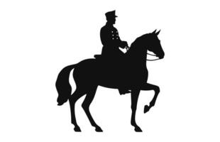 silhuett av en kavalleri soldat på häst svart vektor fri