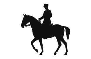 silhuett av en kavalleri soldat på häst svart vektor fri