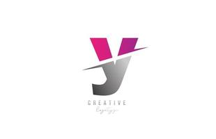y rosa och grå bokstav logotyp alfabetet ikon design för företag och företag vektor