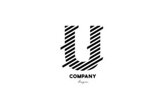 svartvitt u alfabetet brev logotyp designikon för företag och företag vektor