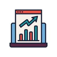 Markt Analyse Symbol. Vektor gefüllt Farbe Symbol zum Ihre Webseite, Handy, Mobiltelefon, Präsentation, und Logo Design.