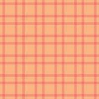 Dame Vektor nahtlos überprüfen, Plattform Muster Textil- Hintergrund. Mädchen Plaid Stoff Tartan Textur im Orange und rot Farben.