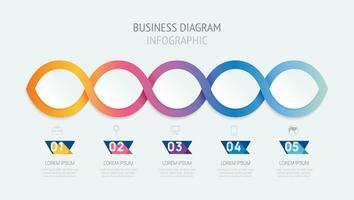 Infografik Vektor Vorlage mit 5 Schritte zum Geschäft. 3d Papier geometrisch Etikett. zum Inhalt, Broschüre, Diagramm, Zeitleiste, Netz Design. Vektor