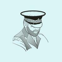 einfach Linie Kunst Vektor Ertrinken zum Polizist oder Polizei warnen ein Hut