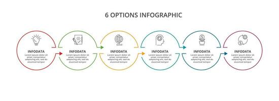 Linie Konzept zum Infografik mit 6 Schritte, Optionen, Teile oder Prozesse. Geschäft Daten Visualisierung. vektor