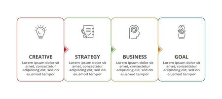 linje begrepp för infographic med 4 steg, alternativ, delar eller processer. företag data visualisering. vektor