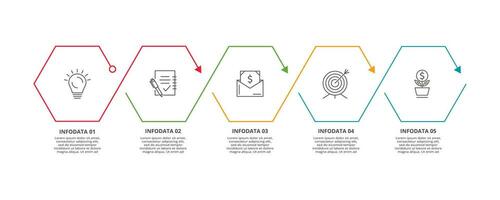 Linie Konzept zum Infografik mit 5 Schritte, Optionen, Teile oder Prozesse. Geschäft Daten Visualisierung. vektor