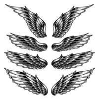 vektor uppsättning av årgång ängel vingar tatueringar