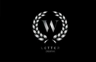 silvergrå metall med alfabetet brev logotyp ikon med blommönster för företag och företag vektor