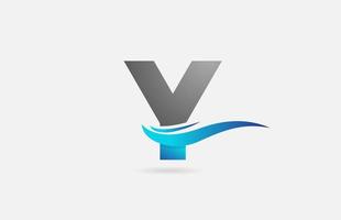 blå grå y alfabetet brev logotyp ikon för företag och företag med swoosh design vektor