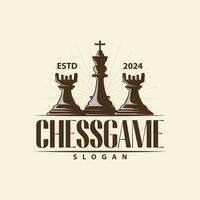 Schach Logo Design Sport Spiel retro Jahrgang Schach Stücke minimalistisch schwarz Silhouette Illustration vektor