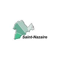 Karte von Heilige Nazaire Stadt Design Illustration, Vektor Symbol, Zeichen, Umriss, Welt Karte International Vektor Vorlage auf Weiß Hintergrund